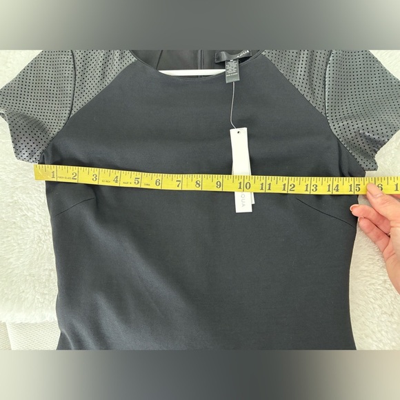 Aqua Elegant Black mini Dress with Textured leather Shoulders Sz XS - Picture 7 of 11